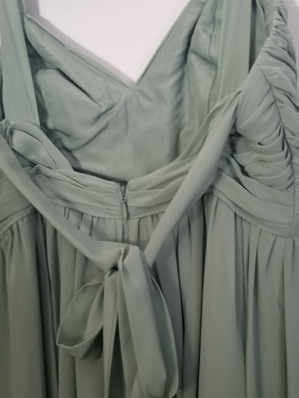 Azazie Aziza Matcha A-line V-Neck Pleated Chiffon Women's Bridesmaid Sz 14 - Picture 7 of 11